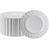 Premium Hard Plastic Round White Plates – 50 x 6” -Washable & Reusable - Party Supplies For Birthdays, Celebrations, Buffets, Fiestas, Catering & More