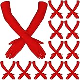 Laumoi 12 Pairs Long Satin Gloves for Women Bride Elbow Opera Costume Dress Stretchy Formal Glove