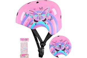 LEMMEKO Kids Bike Helmet Adjustable Youth Toddler Helmet with DIY Stickers for Girls Age 3-5-8-14 Years for Bicycle Scooter Skateboard Roller Skating
