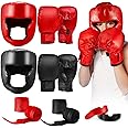 Kanayu 12 Pcs Kids Boxing Equipment Set for Beginners Ages 6-18 Years Including Boxing Helmet and Gloves Hand Wraps Sport Mouthguards Taekwondo Sparring Gear for Kids and Children