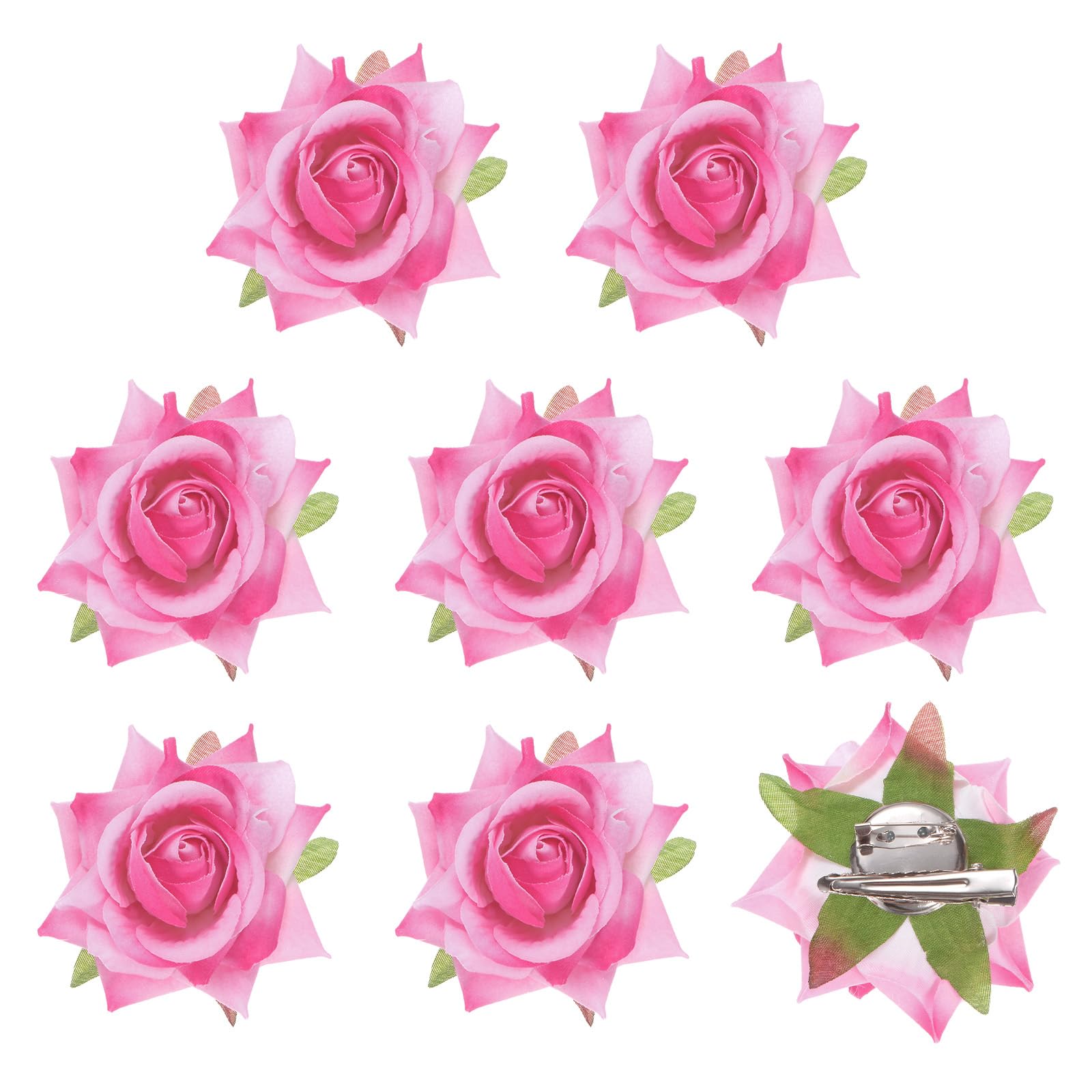 M METERXITY 8-Pack Light Pink Floral Hair Clips, 2.56 Inch Flower Hairpin Cloth Brooch for Women's Hair Accessories, Wedding/Party/Women's Hair Clip, 6.5cm, 8 Count