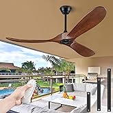 BOOSANT 52" Ceiling Fans Without Lights, Solid Wood Ceiling Fan with Remote Control and DC Motor, Ceiling Fan no Light with 3