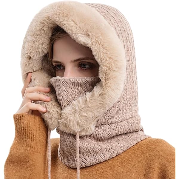 Women Ski Mask Balaclava Fleece Hood Winter Hat with Neck  display picture 1