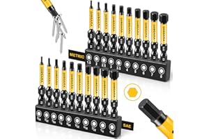 vuvoeni 20PCS Impact Hex Head Allen Wrench Drill Bit Set (Metric & SAE), 2 in Long Allen Bits Magnetism, 1/4'' Hex-Shank S2 S
