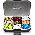 SUMMUE Large Pill Organizer, 9 Compartments Portable Travel Pill Box Case Moisture Proof, XL Pill Container Holder for Vitamins, Cod Liver Oil, Supplements, Medication (Black)