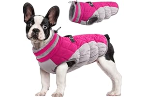 FUAMEY Dog Coat for Medium Dogs,Waterproof Dog Winter Jacket with Harness Built in Puppy Cold Weather Coats Reflective Pet Ve