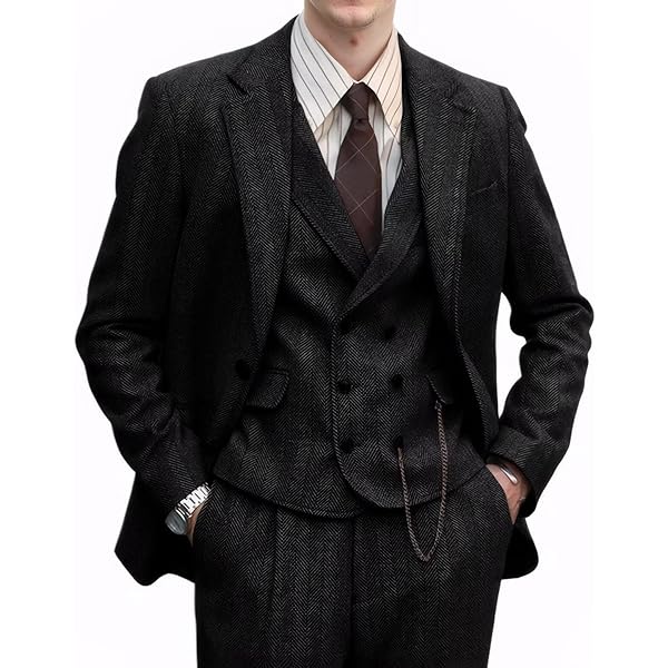 30s vintage 3Peace suit スーツ Ciglet Vintage 1930s Mens Suit Jacket Grey & Black Striped Size M