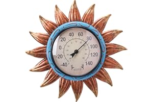 MUMTOP Indoor Outdoor Thermometer - Sunflower Wall Thermometer, Outdoor Thermometers for Patio, Room, Greenhouse, Outside, Garden Decor(Brown)