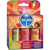 SKINS Flavored Lube Set - 3 Flavored Water Based Lubes - Fruity Edible Lubricant &amp; Licks - Watermelon, Strawberry and Mango &amp; Passionfruit Flavored Lube for Oral Pleasure &amp; Intercourse
