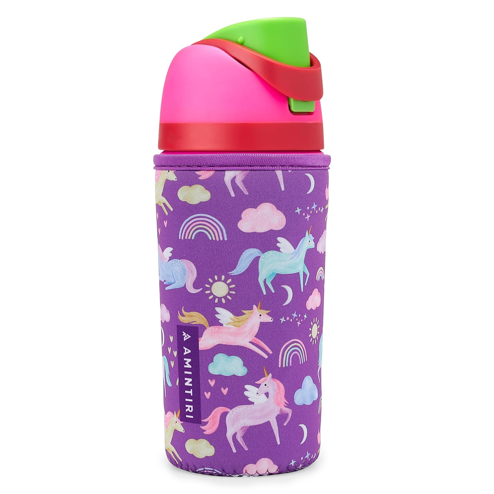 Photo 1 of Cute Sleeve for Owala Kids FreeSip 16 oz, Thick Neoprene Cover Compatible with Owala 16 oz, Water Bottle Scratch Resistant Sleeve for Boys Girls to School (Unicorn World, 16 Ounces)