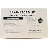 Brainstorm ID Inkjet PVC Cards (100 Pack) - 30 Mil - Inkjet Printable ID Cards - Enhanced Ink Receptive Coating - Waterproof &amp; Double Sided Printing - Works with Epson &amp; Canon Inkjet Printers