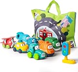 lerrbo 7 Vehicles with Cranes Toy Set for Toddlers Blue Traffic Light 1st view 9