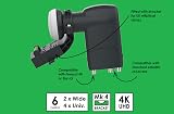 GeoSync Hybrid LNB 6 Output with Sky Bracket & Level - 2 UK Wideband 4 Universal view 2