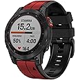 Abanen Quick Fit Silicone Watch Bands for Garmin Fenix 8 51mm / Fenix 7X / Fenix 6X / Fenix 5X / Instinct 2X,Soft Sport Bicolor Waterproof Wristband Strap for epix Pro 51mm,Tactix 7 Pro