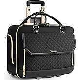 Arcoyard Rolling Laptop Bag Women, Rolling Briefcase for Women for Work, 17.3 Inch Computer Bag with Wheels, Fashion Flap Laptop Bag With Wheels for Work Business, TSA Friendly Design, Black