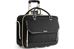 Arcoyard Rolling Laptop Bag Women, Rolling Briefcase for Women for Work, 17.3 Inch Computer Bag with Wheels, Fashion Flap Laptop Bag With Wheels for Work Business, TSA Friendly Design, Black