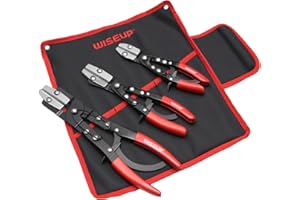 WISEUP 3PCS Hose Pinch Off Pliers- 8in, 10in, 12in Ratchet Hose Pliers for Automotive Radiator, Radiator, Fuel & Coolant Lines with Storage Bag