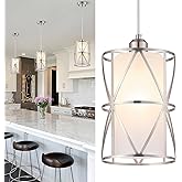 Zlierop Pendant Lights Kitchen Island with Frosted Glass, Brushed Nickel Hanging Kitchen Lights, Cylindrical Modern Pendant L