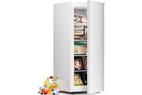 Antarctic Star 6.0 Cu.Ft Upright Freezer, Compact Stand Up Freezer with 7-Temp Control, Removable Glass Shelves, Adjustable Legs & Reversible Door, for Home, Apartment, Dorm, White