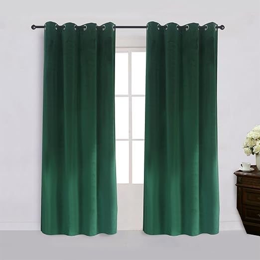 Super Soft Signature Velvet Curtains Set of 2 Darkgreen
