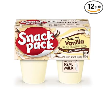 Amazon Com Snack Pack Vanilla Pudding Cups 4 Count 12 Pack Packaged Snack Puddings Grocery Gourmet Food
