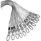 50 Pcs Lanyards Gray Lanyard Silver Lanyards for Id Badges Nylon Lanyard Bulk Clip Swivel Hook for Office Id Badges Key Chains