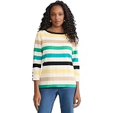 Jones New York Women's Striped Boat Neck Top