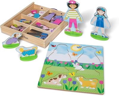 Melissa & Doug Best Friends Magnetic Dress-Up Dolls - 78 pc Wooden Toy for Ages