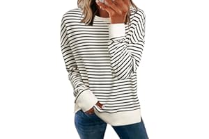 SIMPLEE APPAREL Simplee Womens Sweatshirt Long Sleeve Crewneck Striped Sweatshirt for Women 2024 Trendy Fall Tops Pullover Sweatshirts