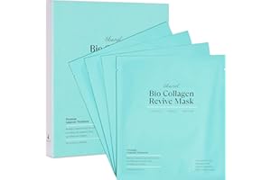 Ebanel Bio Collagen Face Mask, 4-Pack Hydrating Face Masks with 7 Peptides, Hyaluronic Acid, Niacinamide, Centella, Rose Water, Ceramide, and B5, Glass Skin Tightening and Lifting Korean Sheet Masks