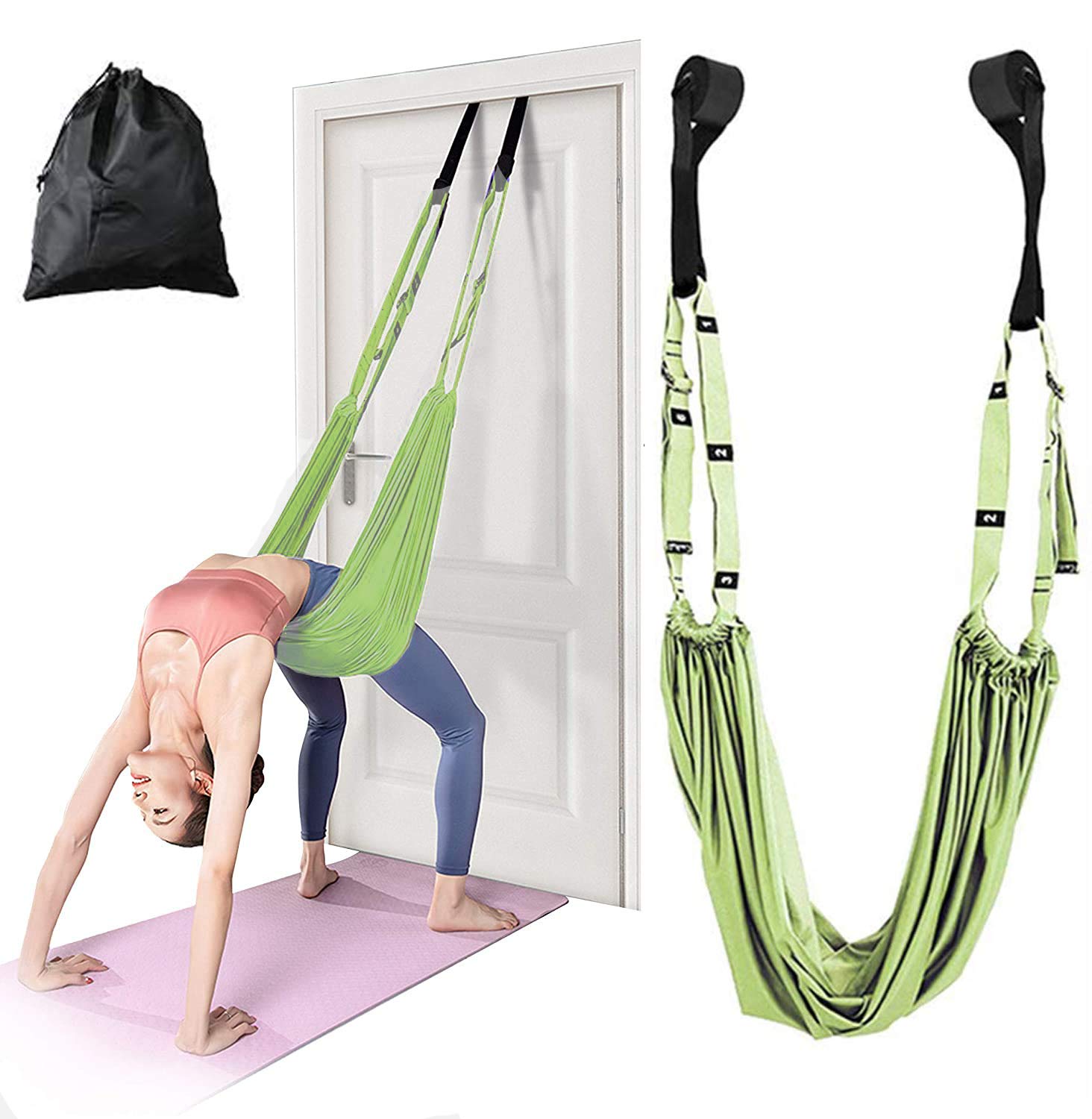 Waist Back Leg Stretch Strap/Yoga Fitness Band, Leg Stretching Assist Trainer, Yoga Stretcher, Back Bend Split Inversion Strap for Fitness, Dance, Ballet, Gymnastics (Green)