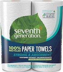 Seventh Generation Paper Towels, 100% Recycled Paper, 2-ply, 2 Rolls (Packaging May Vary)
