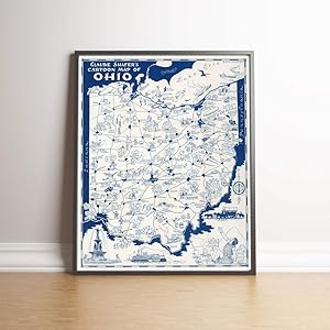 MG Global Ohio Map Print Wall Art| 1939 Ohio Vintage Map Wall Prints| Canvas Prints Wall Decor| Old Maps Poster Wall Decor| Pull Down Map | Unframed Wall Art