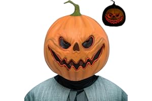 HugOutdoor Halloween Scary Pumpkin Mask Masquerade Cosplay LED Light Latex Pumpkin Full Head Mask for Costume Party
