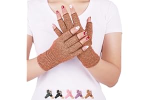 DISUPPO Arthritis Compression Gloves Relieve Pain from Rheumatoid, RSI,Carpal Tunnel, Hand Gloves Fingerless for Computer Typing and Dailywork, Support for Hands and Joints (M, Brown)