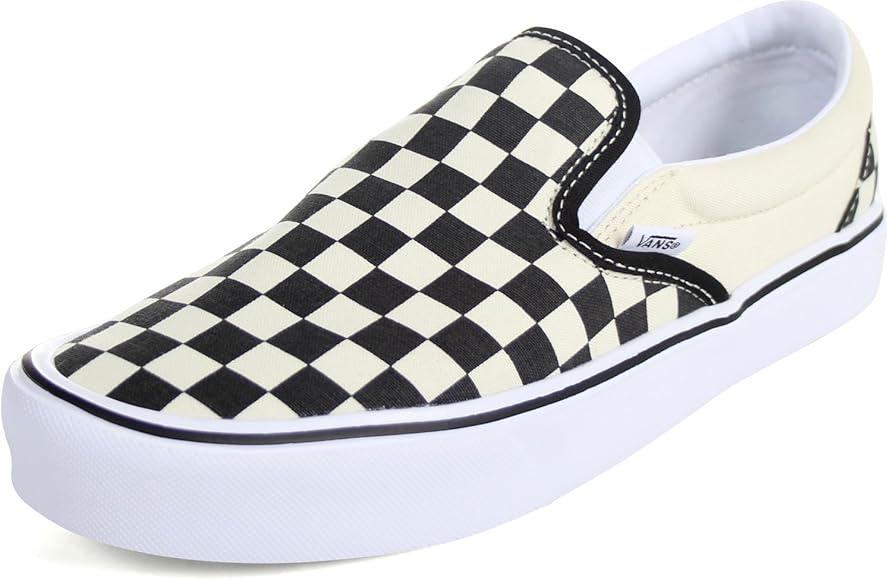 pink check vans slip on