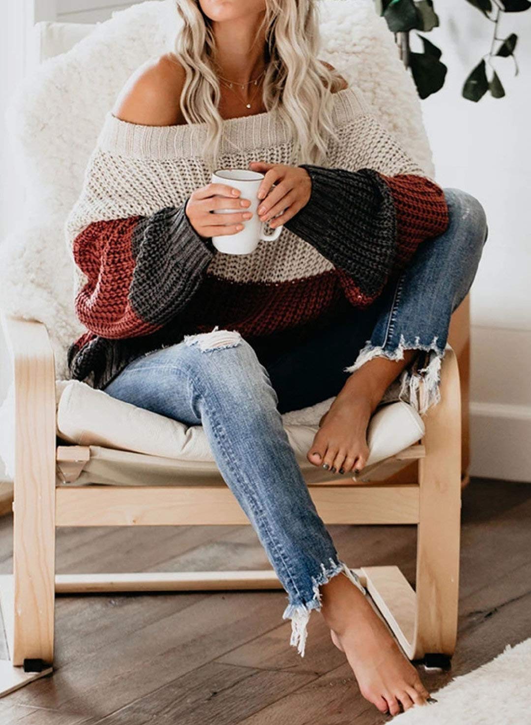 Off Shoulder Pullover Sweaters