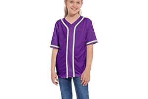 ACEFAST INC Kids Baseball Jersey Button Blank Softball Team Uniform Girls Boys Hip Hop T-Shirt Solid Color Sweatshirt