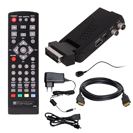 DVB-T/T2 SET: Opticum HD AX Lion Air 2 HEVC DVB-T/T2 Receiver + HDMI Kabel mit Ethernet Funktion und vergoldeten Anschlüssen 
