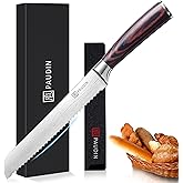 PAUDIN Bread Knife 8", Ultra Sharp Wave Edge - Forged Premium German HC Stainless Steel, Serrated Bread Knife for Homemade Bread and Sourdough Bread, Pakkawood Handle