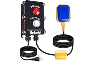 Sump Pump Alarm,Sekelo High Water Alarm with 10ft Level Float Switch,90dB Loud Alarm and Power ON/Off LED Indicator ,IP67 Ind