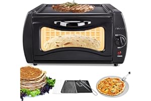 Electric Countertop Oven | Multi-Purpose Pizza Maker with Adjustable Thermostat for Chapati, Roti, Naan & More | Includes Pan