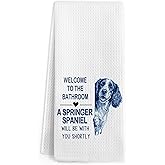 Gnmduw Funny Springer Spaniel Dog Hand Towels for Bathroom, Dogs Themed Hand Towels, A Springer Spaniel Will Be with You Shortly Dish Tea Towel for Kitchen Bathroom Decor, Gifts for Dog Lovers, 16x24