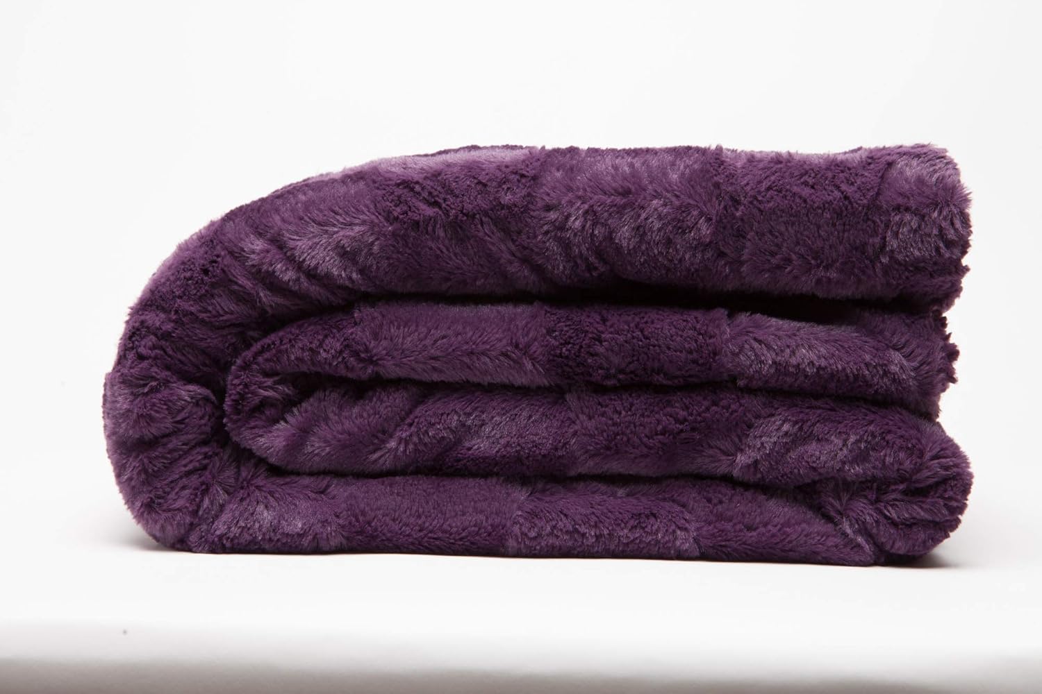 Chanasya Fuzzy Faux Fur Elegant Rectangular Embossed Throw Blanket - Plush Sherpa Microfiber Purple Blanket for Bed Couch (60x70 Inches) Aubergine: Home & Kitchen
