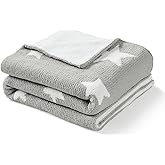 CREVENT 30"X40" Cozy Soft Warm Chenille Baby Blanket for Girls Boys, Newborn Essentials for Infant, Baby Shower Receiving Gift - Grey Star
