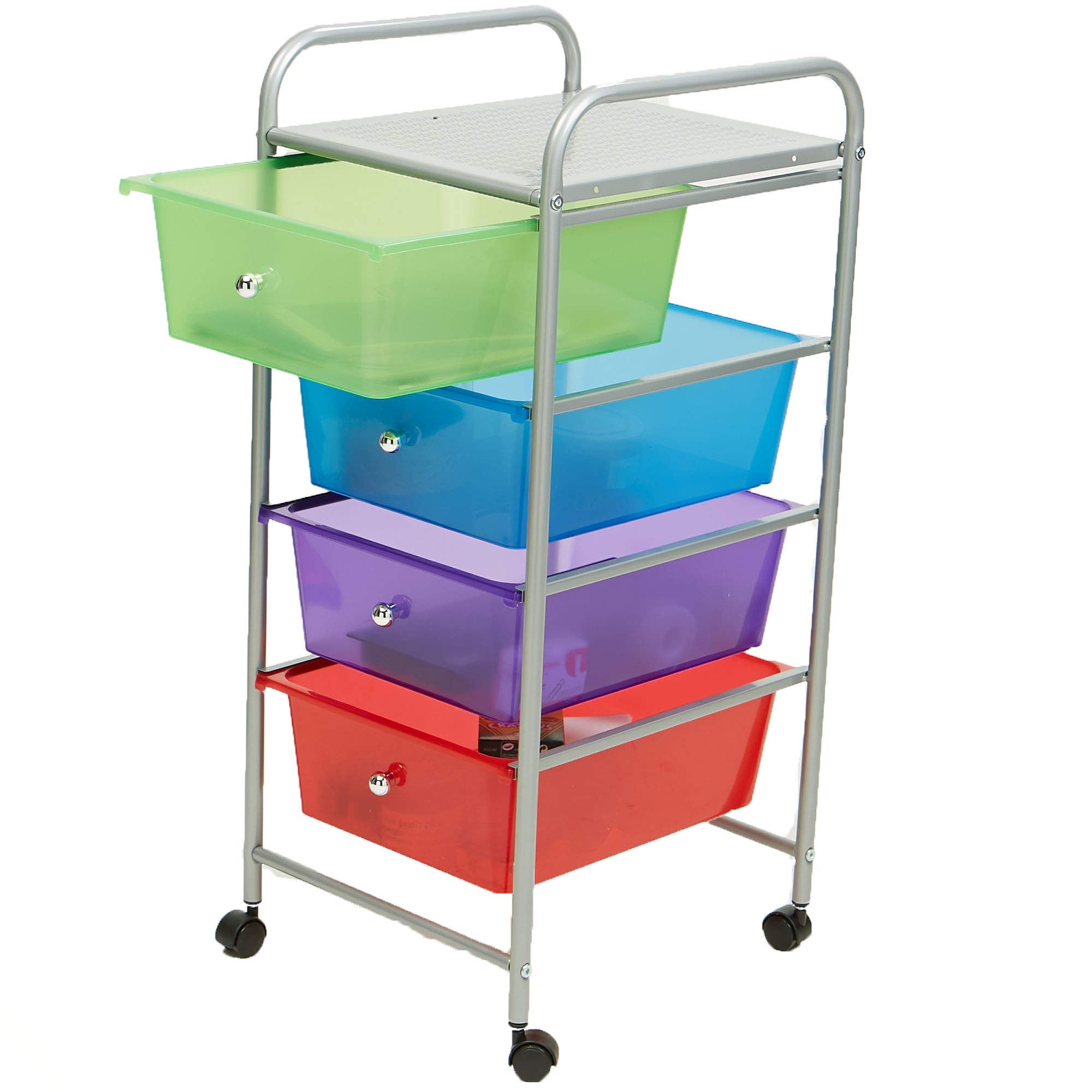 Mind Reader Rolling Storage Cart and Organizer with 4 Plastic Drawers