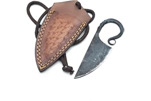 Ancilla Handmade Viking knife - Hand Forged Celtic Pocket Knife - Hardened Blade Vintage Art Collection - Carbon Steel Necklace Knife with Sheath