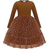 Arshiner Toddler Girl Tutu Dress Fall Winter Long Sleeve Star Sequin Holiday Party Tulle Dresses 2-6Y