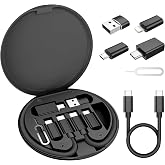 Elebase USB C Charger Adapter Kit with 1Ft 100W Cable for iPhone 18 Pro Max | 6 in 1 Multi Travel Set,USB C Charging Cord,USB 3.2 OTG Converter,Type C to iOS Micro Adaptor,Portable Card Storage,Eject Pin