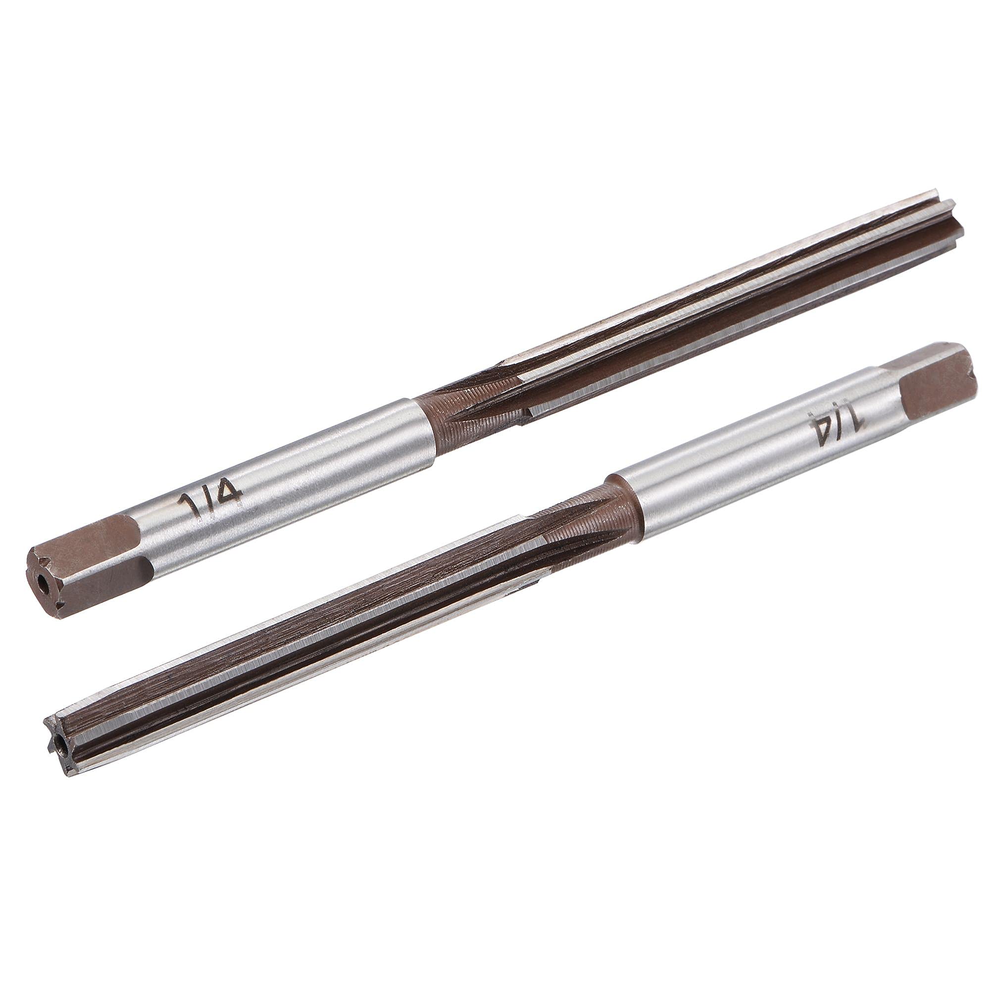 sourcing map 1/4" Hand Reamer H8 Accuracy Alloy Tool Steel 6 Flutes Straight Shank Milling Cutter Tool 2pcs